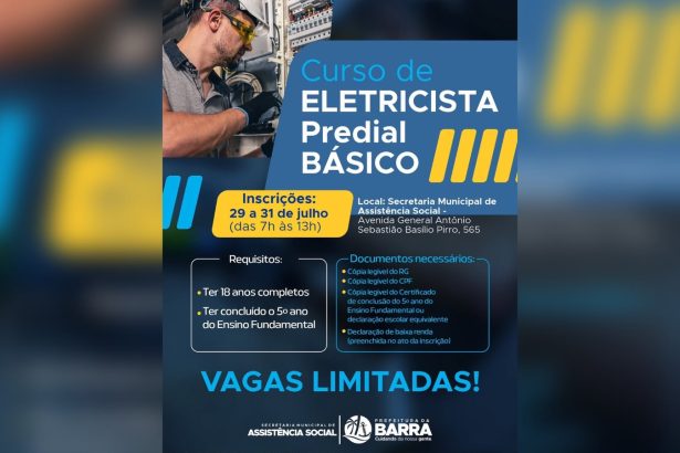 Barra dos Coqueiros abre inscrições para curso gratuito de Eletricista Predial em parceria com o SENAI