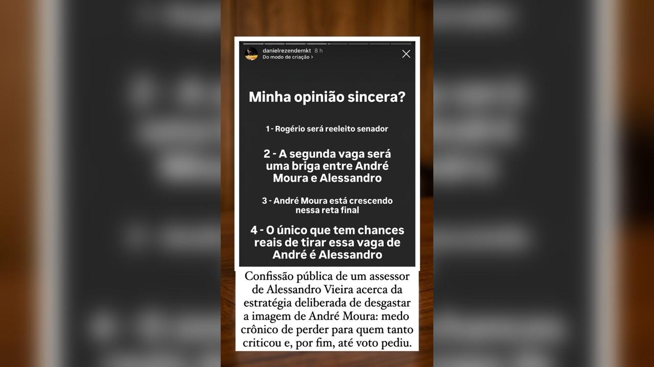 Na reta final da disputa pelo Senado, assessoria de Alessandro Vieira expõe o medo da derrota nas urnas
